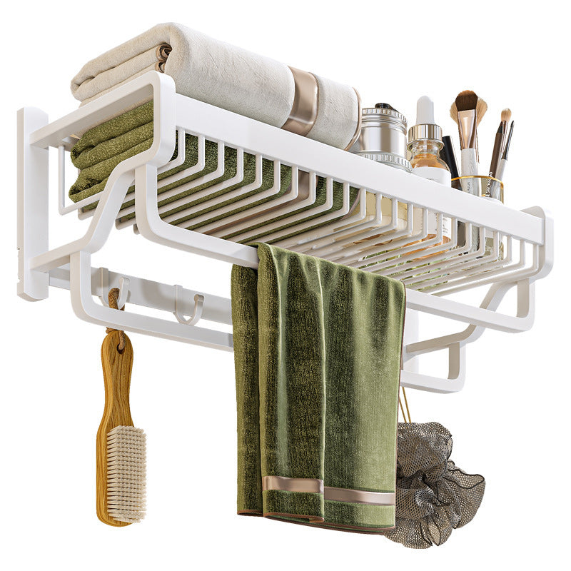Lisslune | Modern Bathroom Accessories Set in White with Bath Shelf/Towel Bar/Bath Towel Hooks