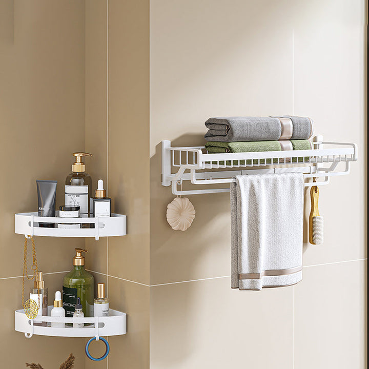 Lisslune | Modern Bathroom Accessories Set in White with Bath Shelf/Towel Bar/Bath Towel Hooks