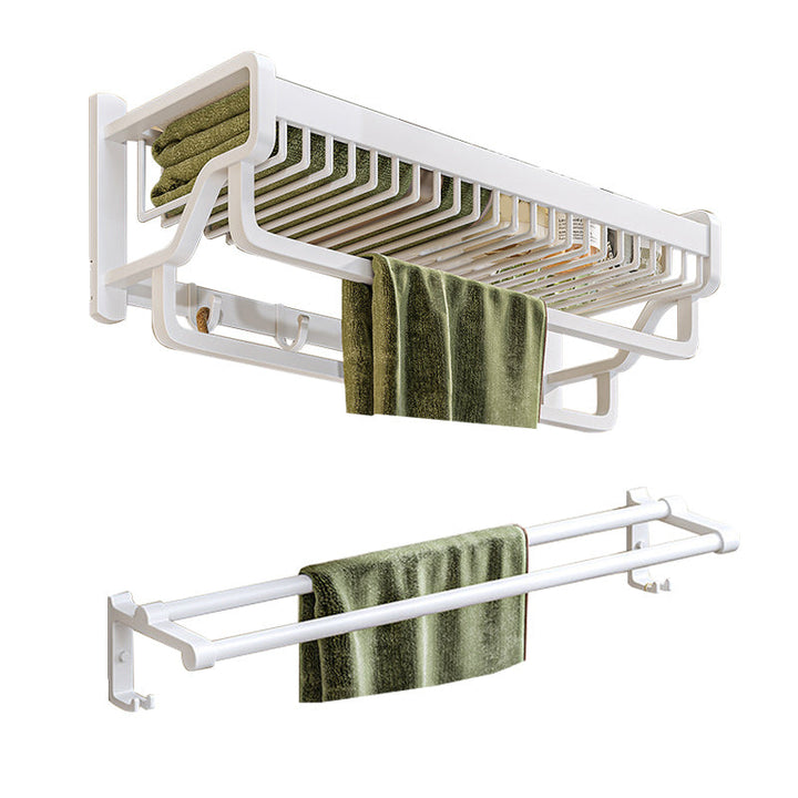 Lisslune | Modern Bathroom Accessories Set in White with Bath Shelf/Towel Bar/Bath Towel Hooks