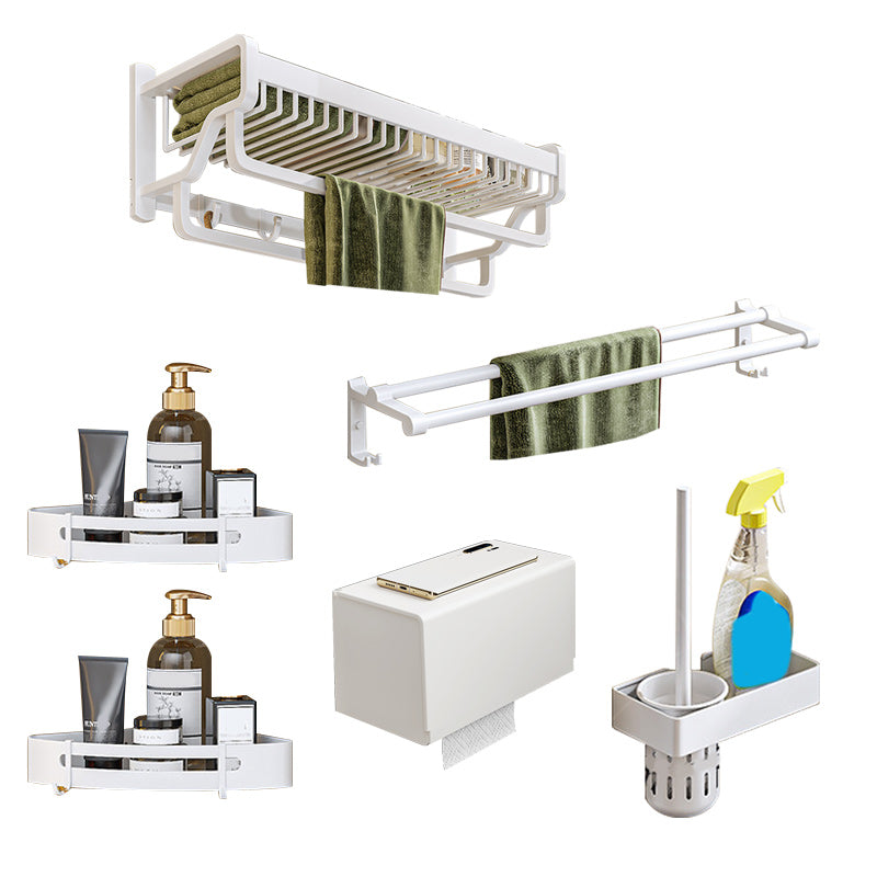 Lisslune | Modern Bathroom Accessories Set in White with Bath Shelf/Towel Bar/Bath Towel Hooks