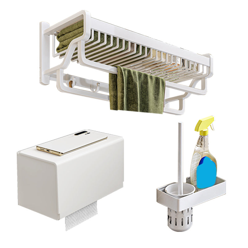 Lisslune | Modern Bathroom Accessories Set in White with Bath Shelf/Towel Bar/Bath Towel Hooks