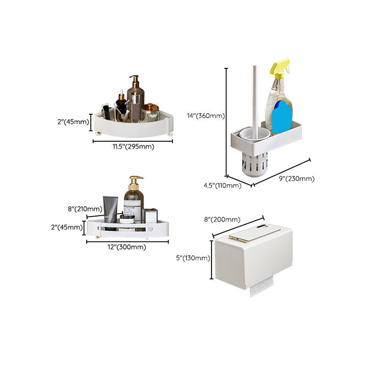 Lisslune | Modern Bathroom Accessories Set in White with Bath Shelf/Towel Bar/Bath Towel Hooks