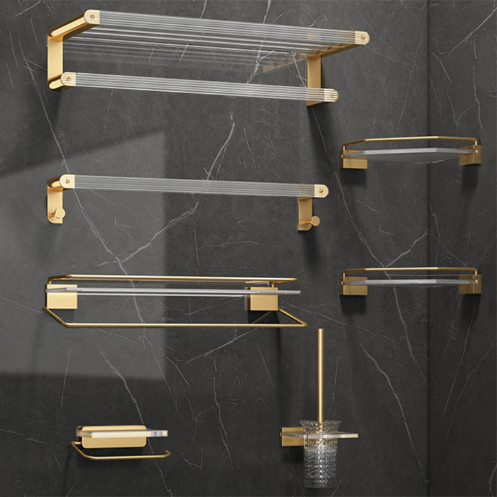 Lisslune | Modern Bathroom Accessories Set Bathroom Shelf Gold Towel Holder Bathroom Hardware Set