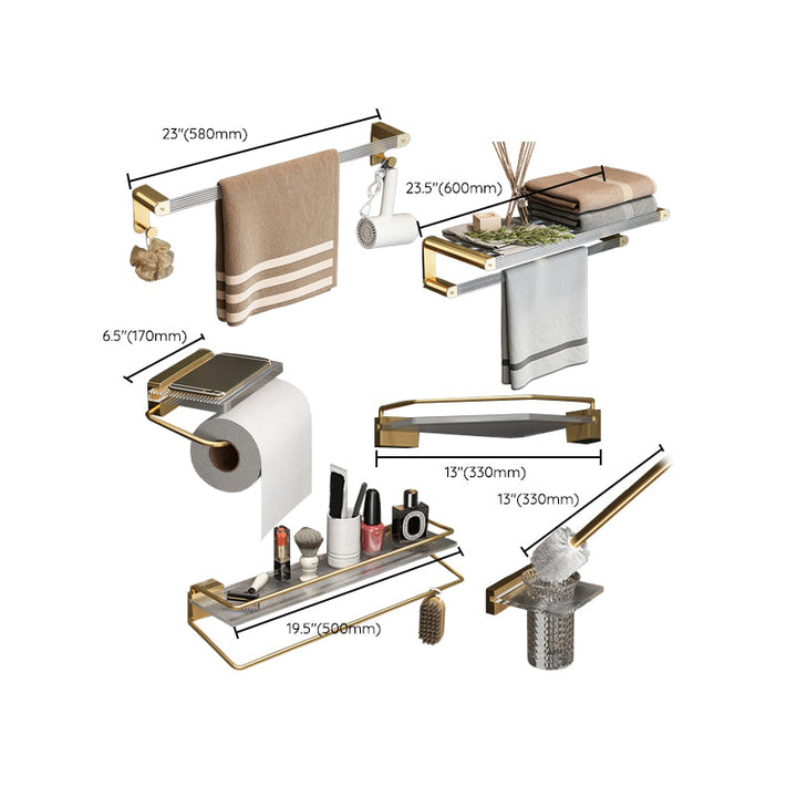 Lisslune | Modern Bathroom Accessory Set Bathroom Shelf Gold Towel Holder Bathroom Hardware Set