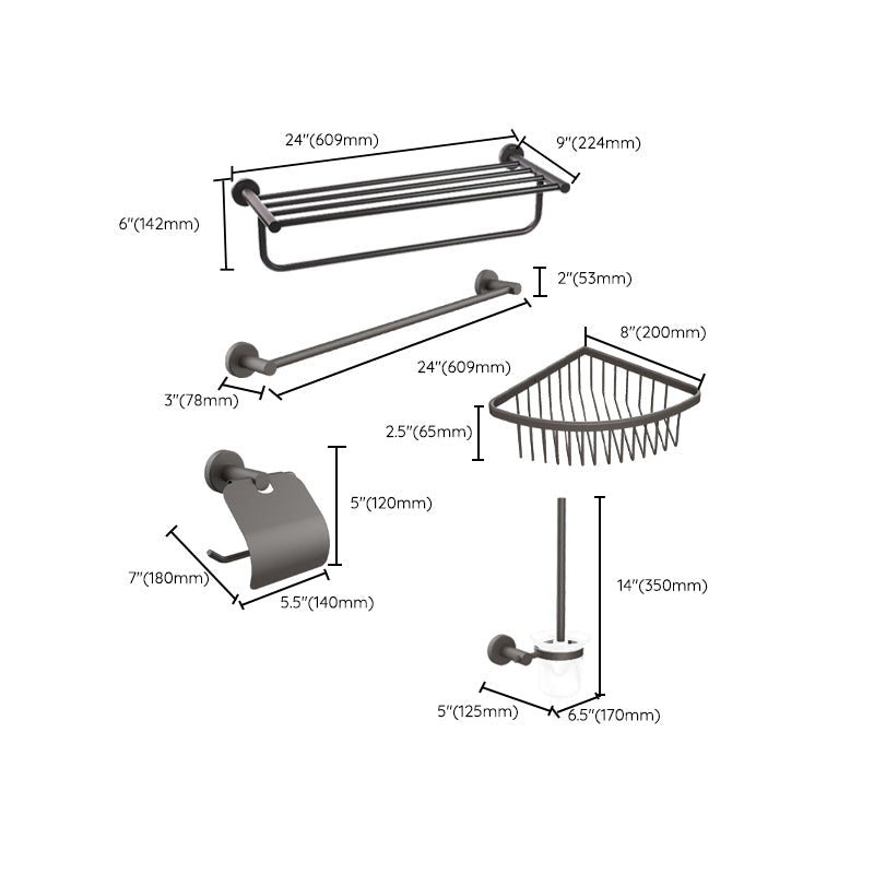 Lisslune | Gray Accessory Hardware Set Modern Bathroom Accessory Hardware Set