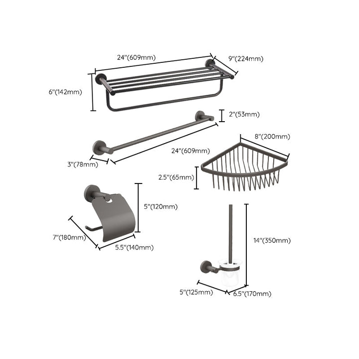 Lisslune | Gray Accessory Hardware Set Modern Bathroom Accessory Hardware Set