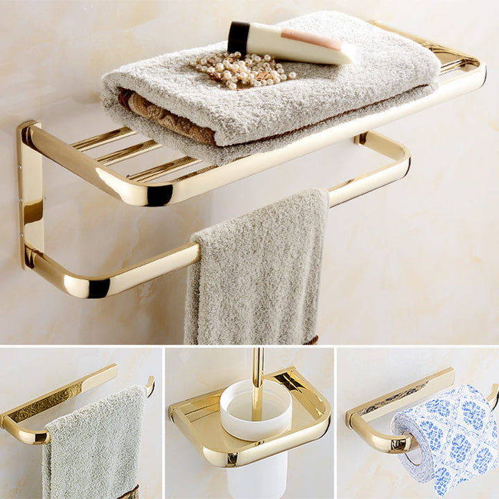 Lisslune | Chrome/Gold Bathroom Accessories Set Modern Metal Bathroom Hardware Set