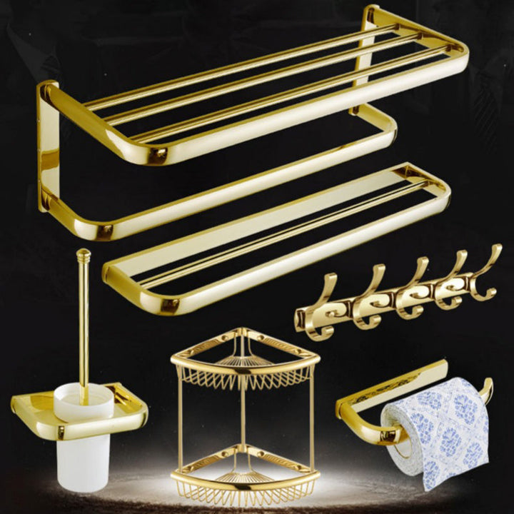 Lisslune | Chrome/Gold Bathroom Accessory Set Modern Metal Bathroom Hardware Set