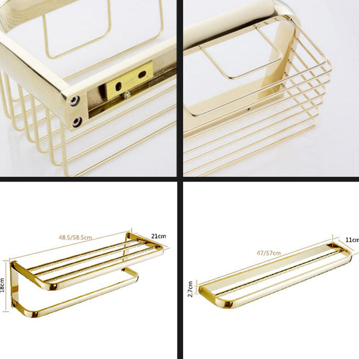 Lisslune | Chrome/Gold Bathroom Accessory Set Modern Metal Bathroom Hardware Set