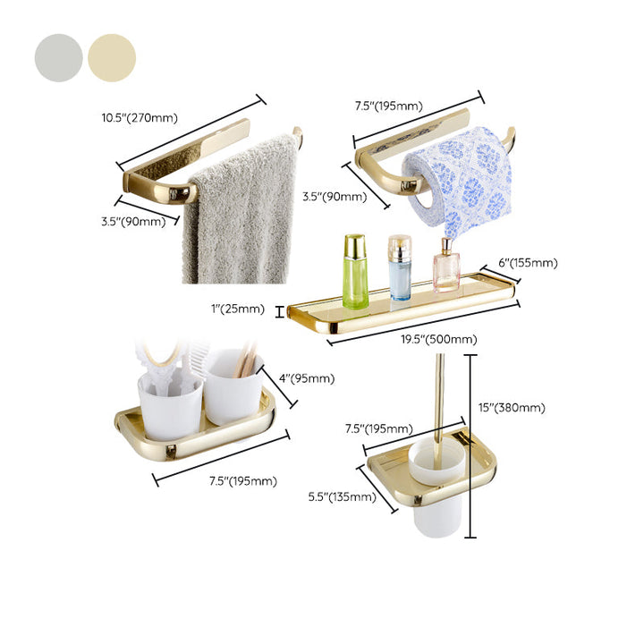 Lisslune | Chrome/Gold Bathroom Accessory Set Modern Metal Bathroom Hardware Set