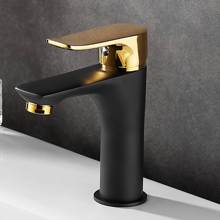 Lisslune | Black-Gold Vessel Sink Faucet Lever Handle Low Arc Vessel Faucet