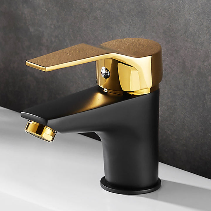 Lisslune | Black-Gold Vessel Sink Faucet Lever Handle Low Arc Vessel Faucet