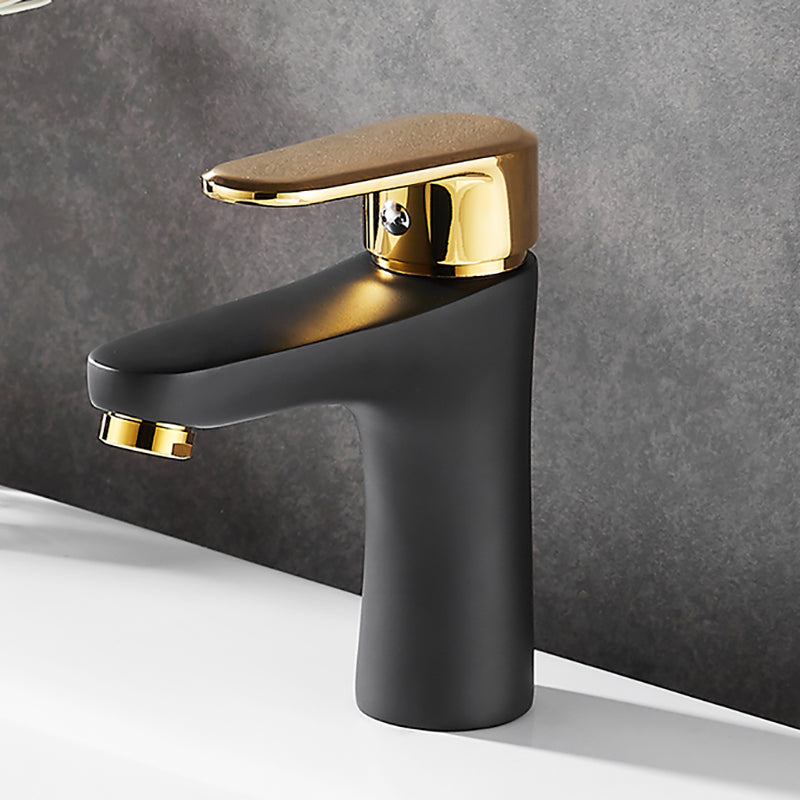Lisslune | Black-Gold Vessel Sink Faucet Lever Handle Low Arc Vessel Faucet