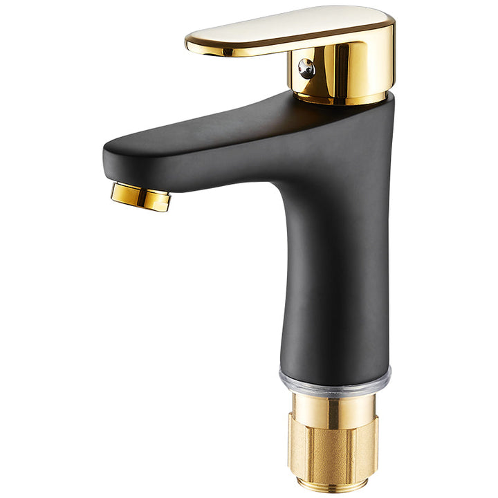 Lisslune | Black-Gold Vessel Sink Faucet Lever Handle Low Arc Vessel Faucet