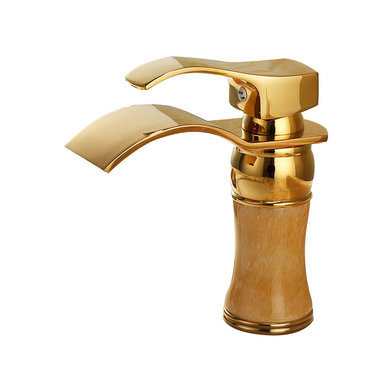 Lisslune | Wall-mounted Copper Roman Bath Faucet Low Arc Roman Bath Faucet Set with Jade
