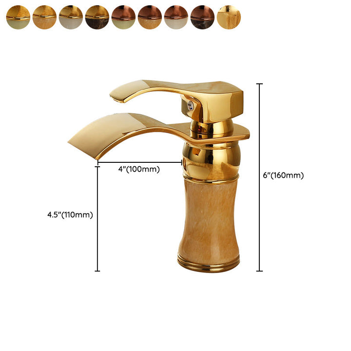 Lisslune | Wall-mounted Copper Roman Bath Faucet Low Arc Roman Bath Faucet Set with Jade