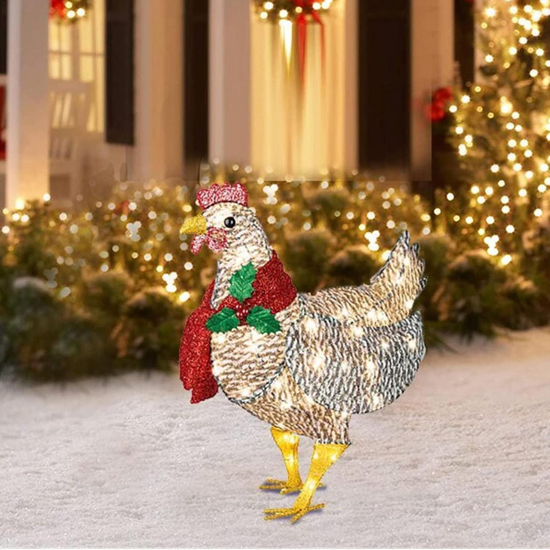 Lisslune | WinterHen LED Chicken with Scarf – Illuminating Christmas Decoration for Indoor and Outdoor