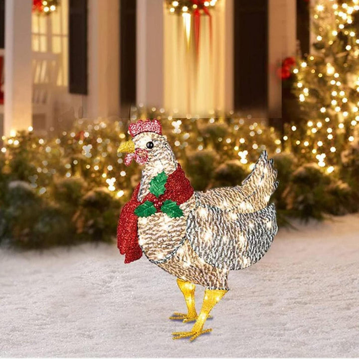 Lisslune | WinterHen LED Chicken with Scarf – Illuminating Christmas Decoration for Indoor and Outdoor