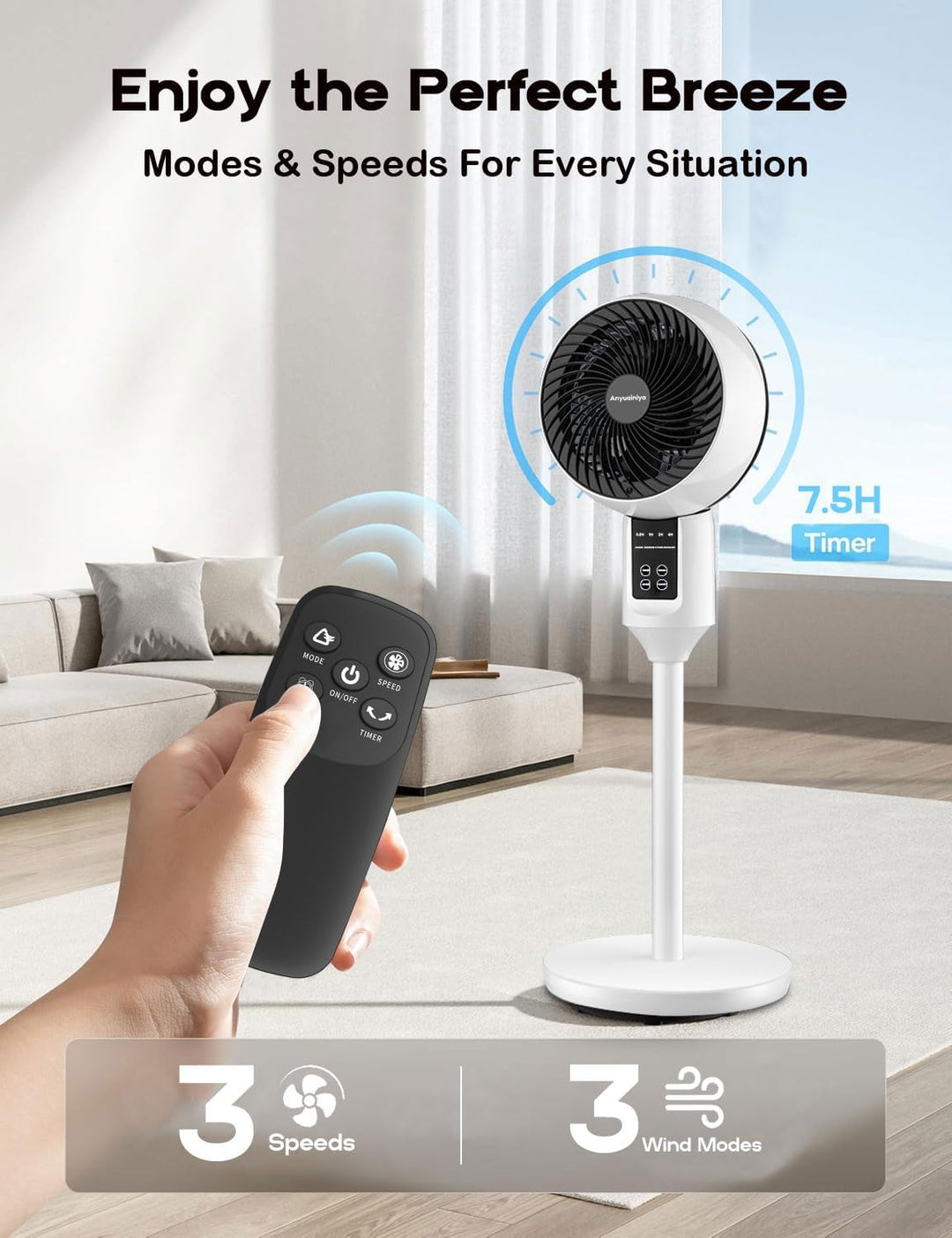 Lisslune | Adjustable Pedestal Fan with 3D Oscillation – Aerion
