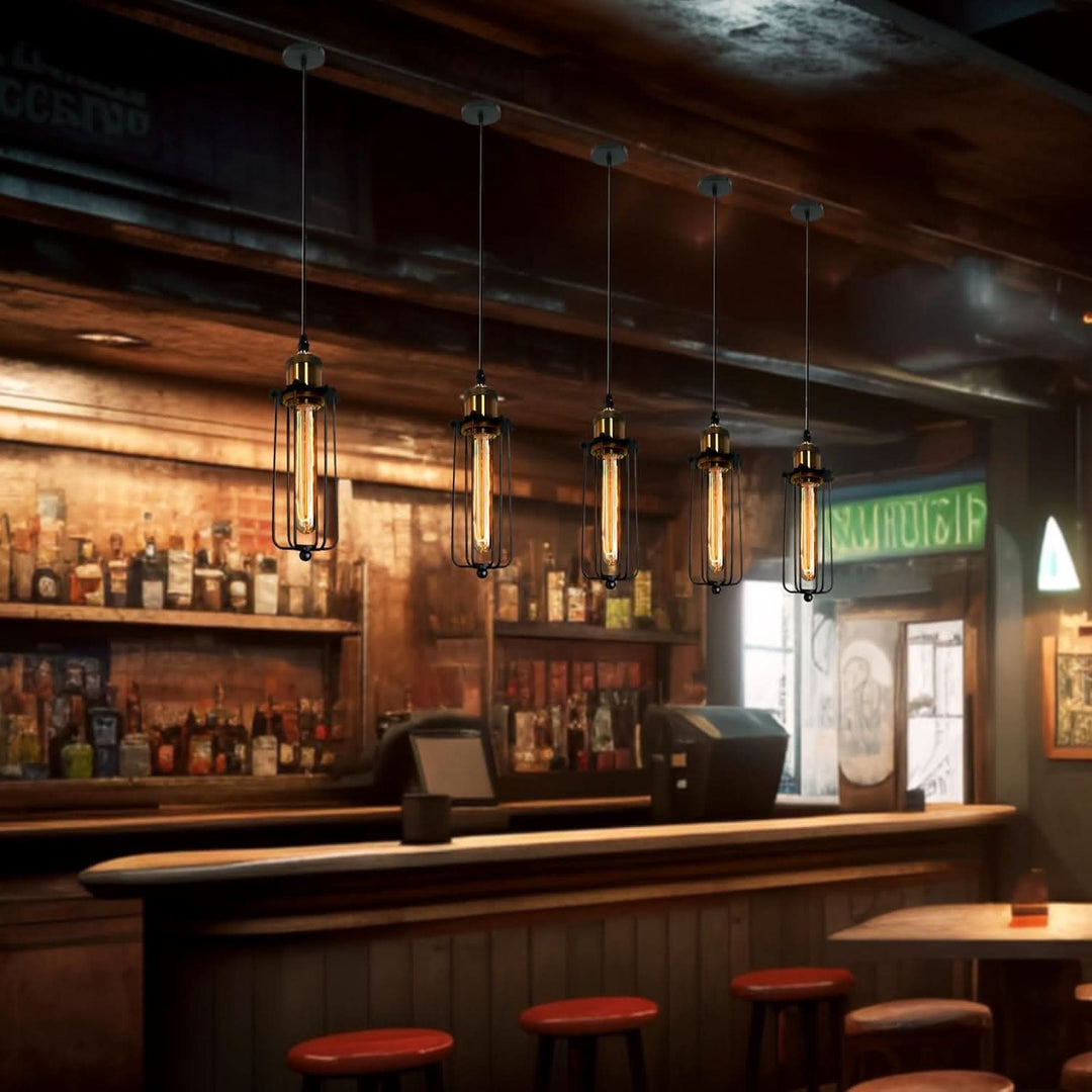 Lisslune | Retro Industrial Pendant Light with Metal Cage