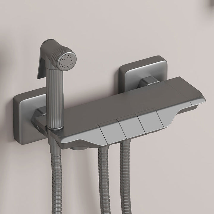 Lisslune | Push-button shower system wall mounting hand shower square shower system with shower hose