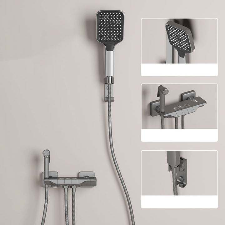 Lisslune | Push-button shower system wall mounting hand shower square shower system with shower hose