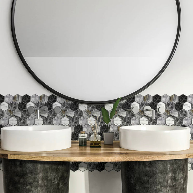 Lisslune | Mosaic Tiles Wallpaper PVC waterproof for peeling and sticking Mosaic tiles with hexagonal shape