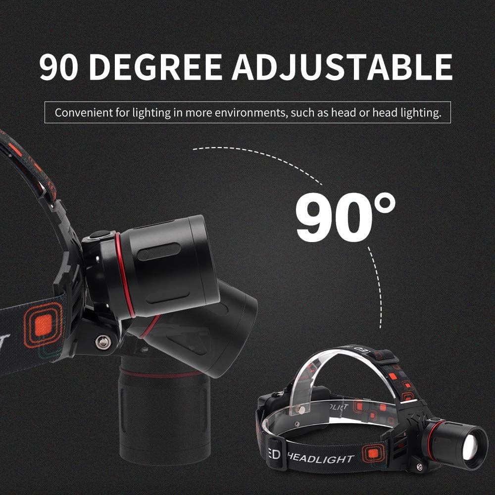 Lisslune | Rechargeable LED Headlamp with White, Red, and Green Light – Powerful Headlamp with USB and Battery