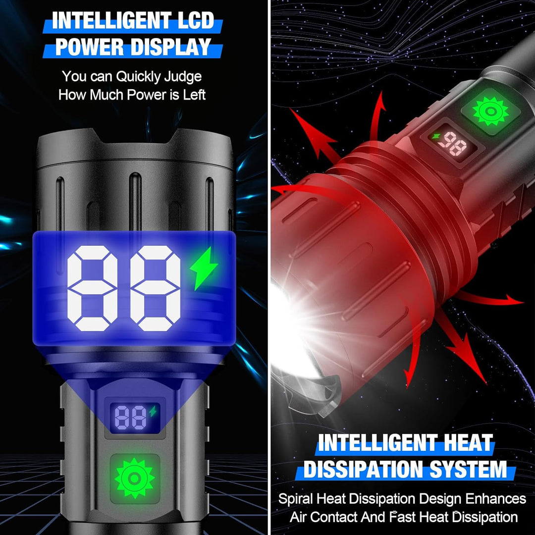 Lisslune | 100000 Lumen Tactical Flashlight | World's Brightest High-Powered Torch