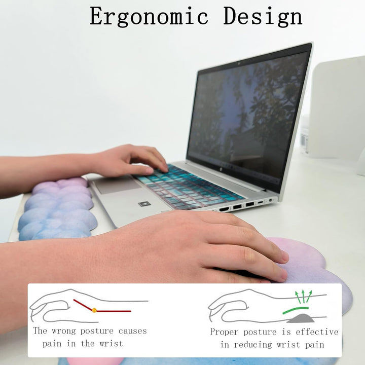 Lisslune | Cloud-Shaped Ergonomic Wrist Rest Set with Mouse Pad & Coaster – Zeyora