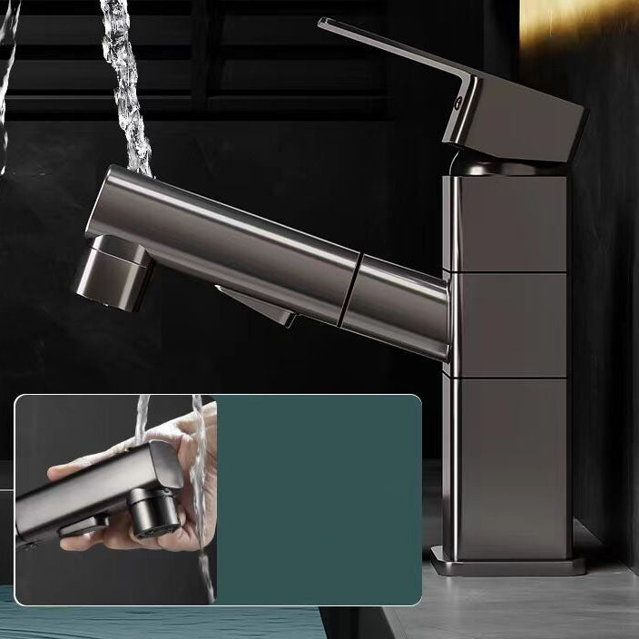 Lisslune | Bathroom Vessel Faucet Swivel Spout Single Handle Faucet with Pull-Out Spray Head