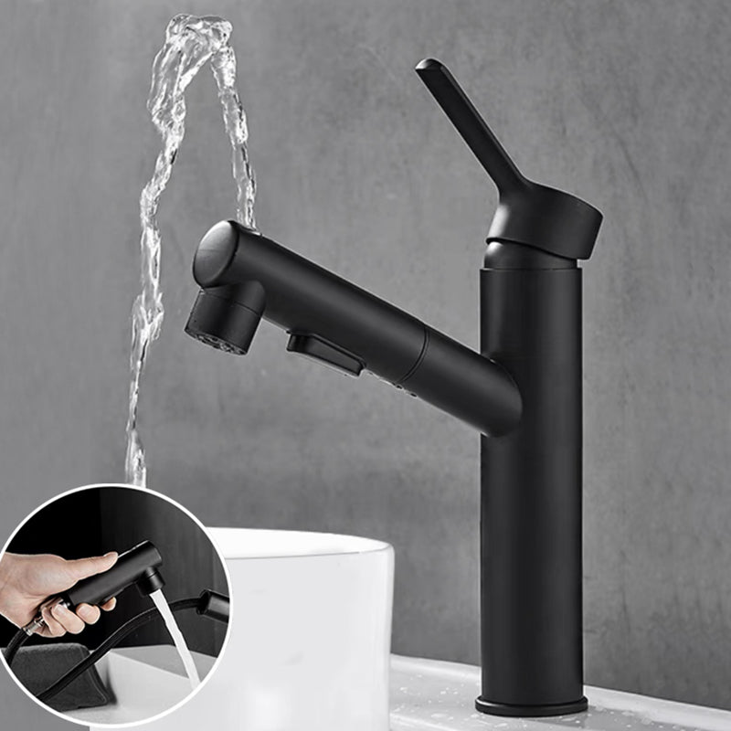 Lisslune | Bathroom Vessel Faucet Swivel Spout Single Handle Faucet with Pull-Out Spray Head