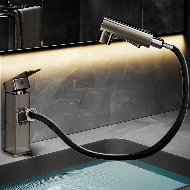 Lisslune | Bathroom Vessel Faucet Swivel Spout Single Handle Faucet with Pull-Out Spray Head