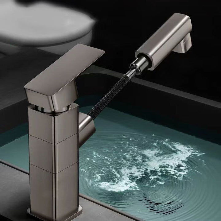 Lisslune | Bathroom Vessel Faucet Swivel Spout Single Handle Faucet with Pull-Out Spray Head