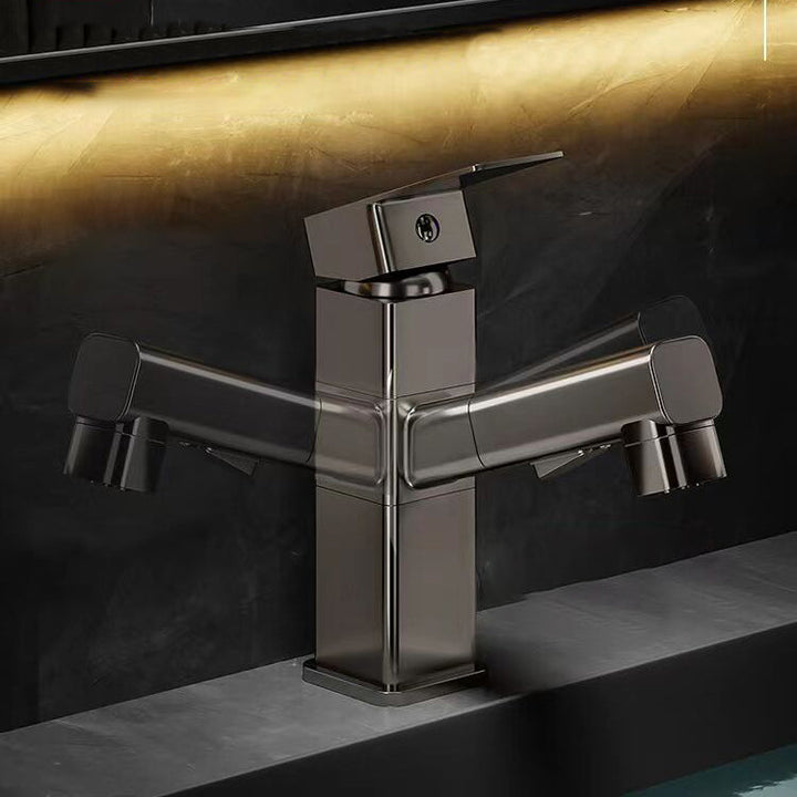 Lisslune | Bathroom Vessel Faucet Swivel Spout Single Handle Faucet with Pull-Out Spray Head