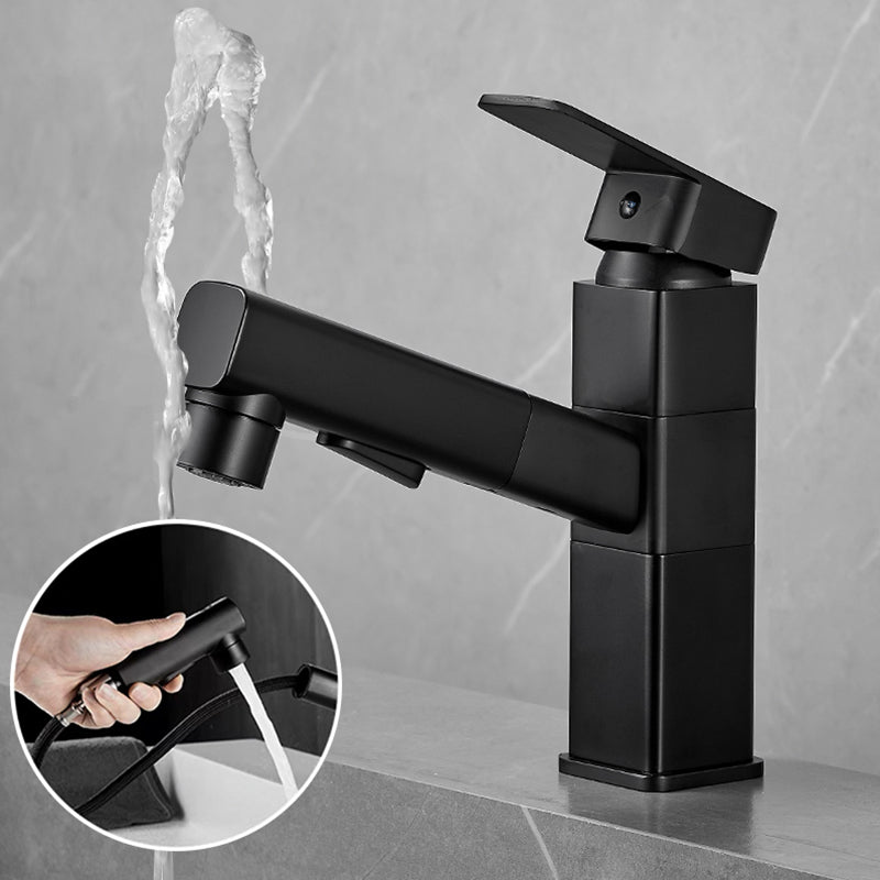 Lisslune | Bathroom Vessel Faucet Swivel Spout Single Handle Faucet with Pull-Out Spray Head