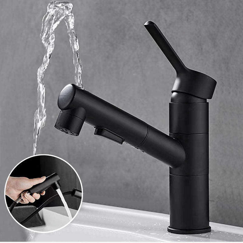 Lisslune | Bathroom Vessel Faucet Swivel Spout Single Handle Faucet with Pull-Out Spray Head