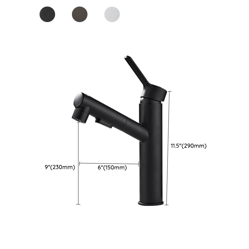 Lisslune | Bathroom Vessel Faucet Swivel Spout Single Handle Faucet with Pull-Out Spray Head
