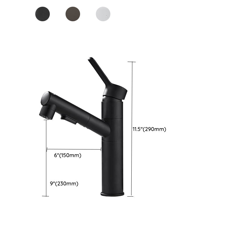 Lisslune | Bathroom Vessel Faucet Swivel Spout Single Handle Faucet with Pull-Out Spray Head