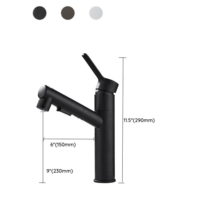Lisslune | Bathroom Vessel Faucet Swivel Spout Single Handle Faucet with Pull-Out Spray Head