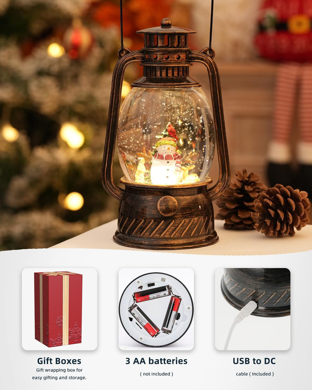 Lisslune | Autumn Gloss Decorative Lamp with Pumpkins – Warm LED Light and 6-Hour Timer