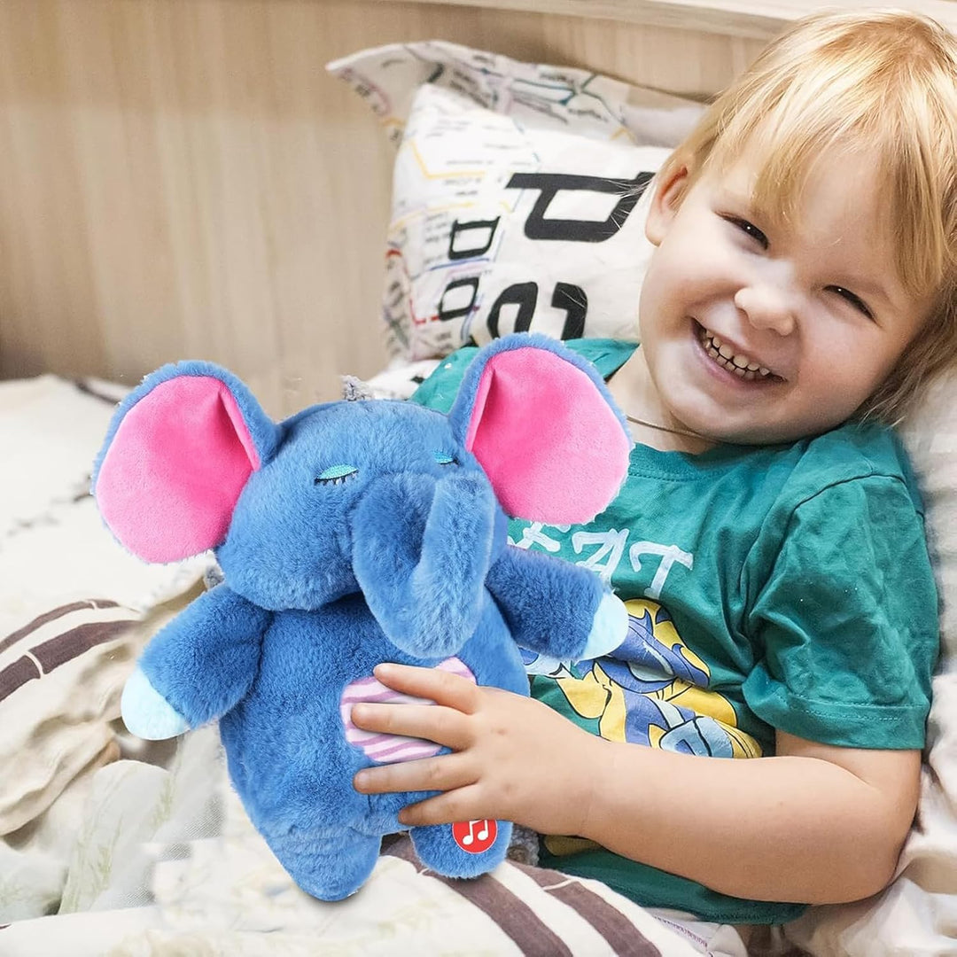Lisslune | Sovetryg Plush Elephant – Soothing Cuddly Toy with Breathing, Light, and Sounds