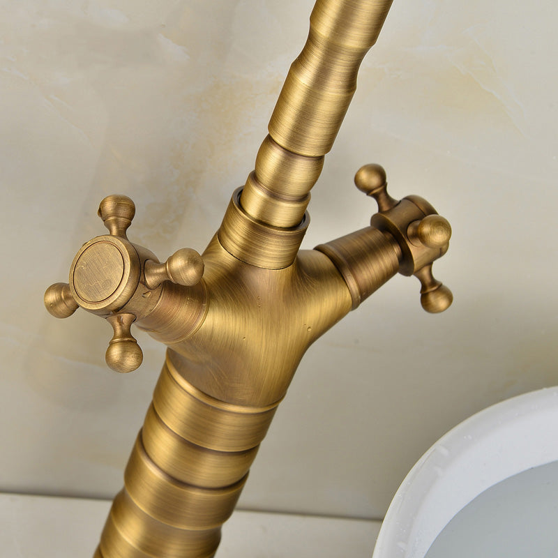 Lisslune | Deck Mounted Copper Roman Tub Faucet Double Handles Roman Tub Faucet Set