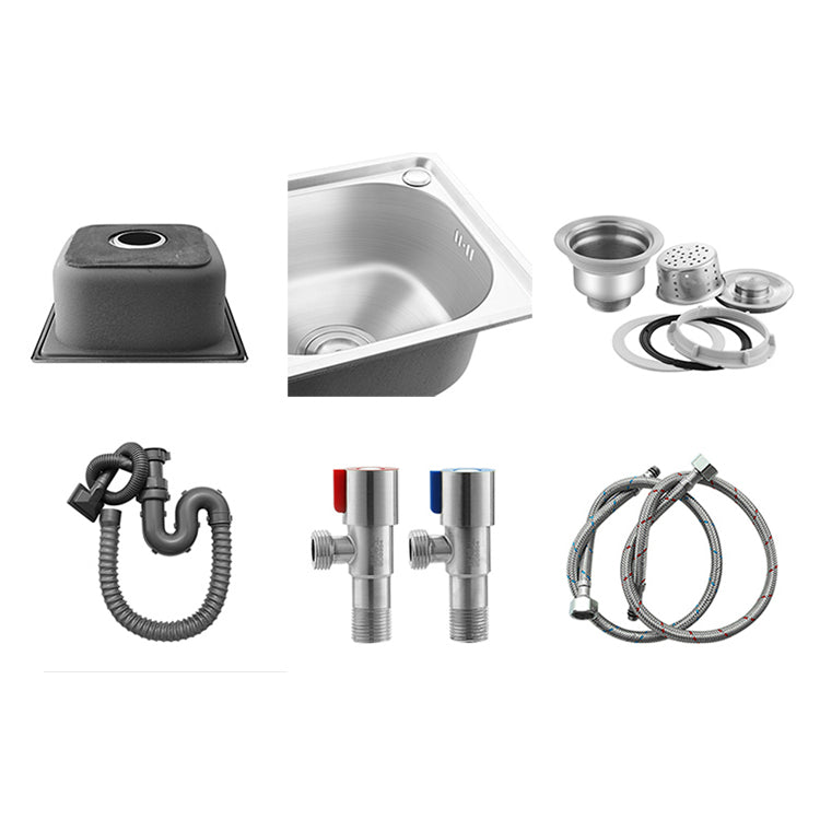 Lisslune | Modern Bar Prep Mirror Stainless Steel with Faucet Workstation Rack