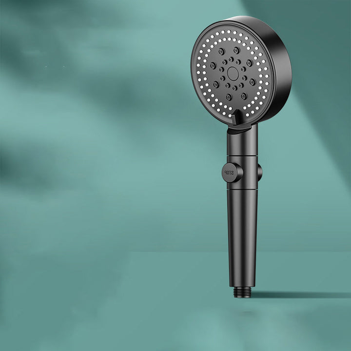 Lisslune | Modern 6 Setting Shower Head Adjustable Spray Pattern Matt Black Round Shower Head