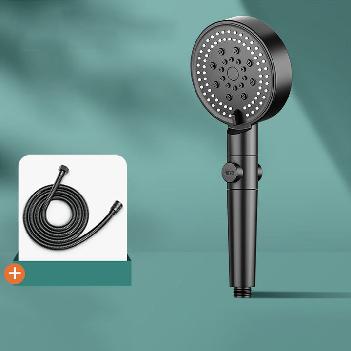 Lisslune | Modern 6 Setting Shower Head Adjustable Spray Pattern Matt Black Round Shower Head