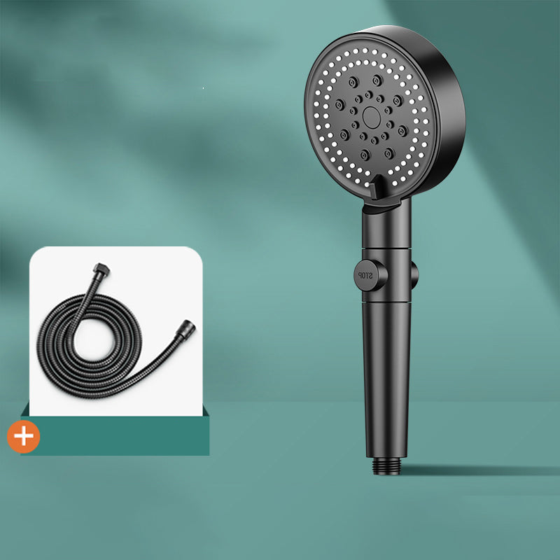 Lisslune | Modern 6 Setting Shower Head Adjustable Spray Pattern Matt Black Round Shower Head