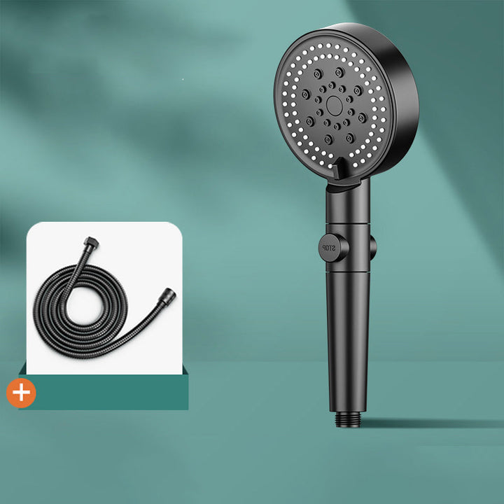 Lisslune | Modern 6 Setting Shower Head Adjustable Spray Pattern Matt Black Round Shower Head
