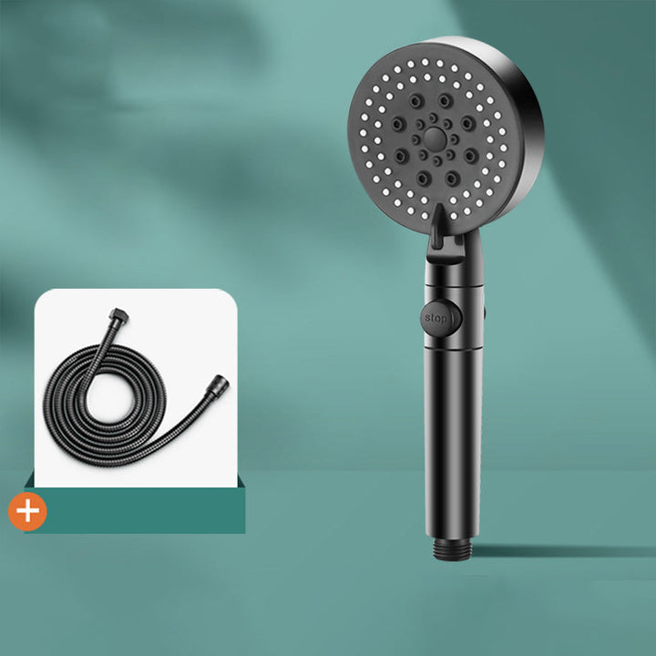 Lisslune | Modern 6 Setting Shower Head Adjustable Spray Pattern Matt Black Round Shower Head