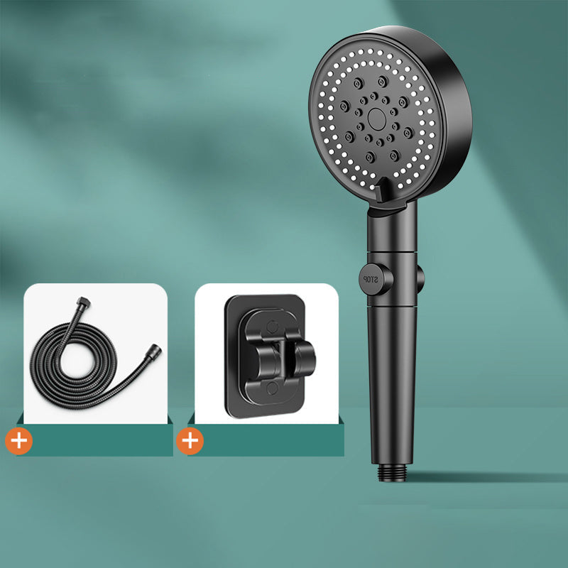 Lisslune | Modern 6 Setting Shower Head Adjustable Spray Pattern Matt Black Round Shower Head